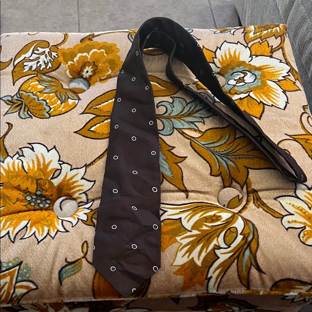 Dior Brown Tie with White Circles